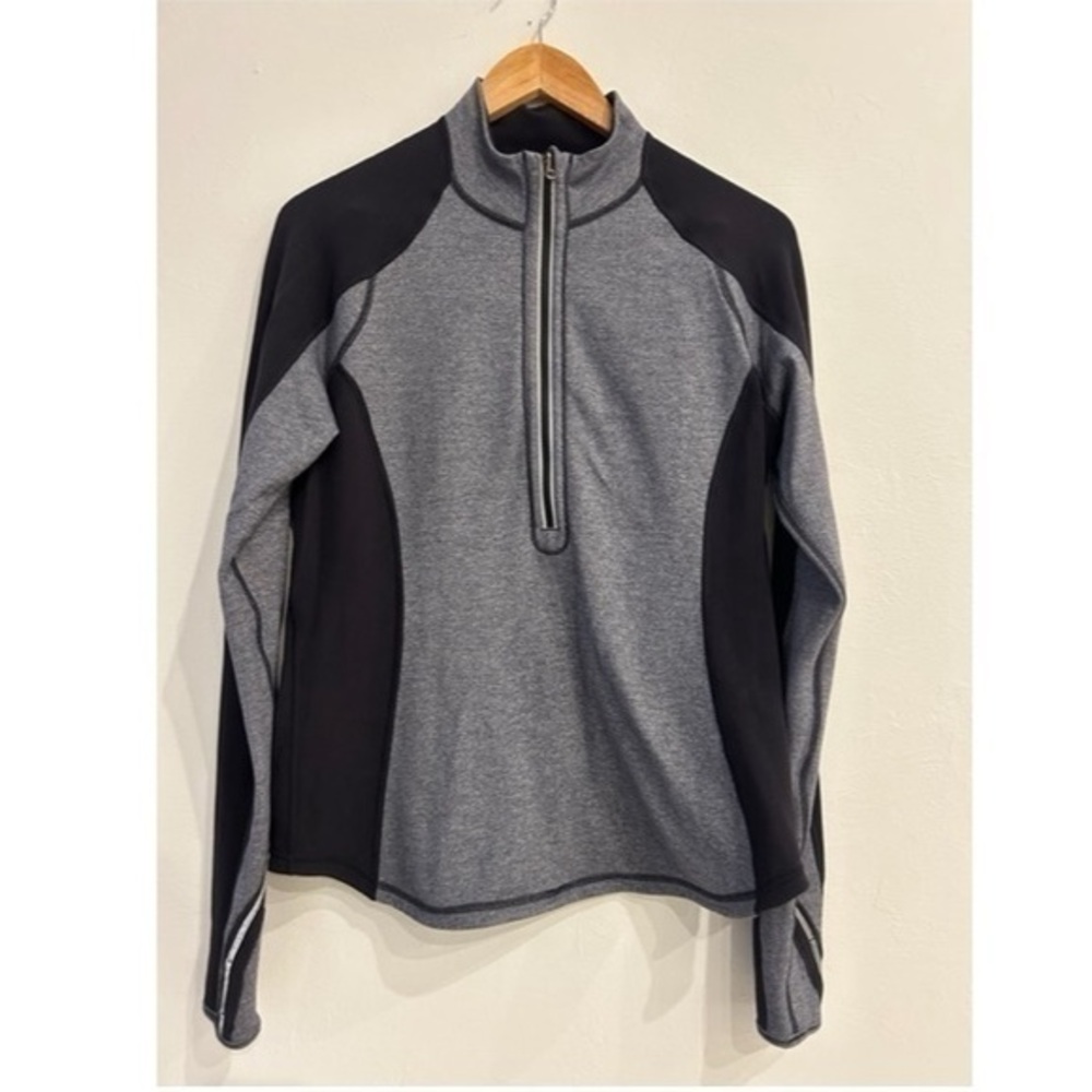 Lululemon 10 Ready To Rulu 1/2 Zip Pullover Black Grey Thumbholes REVERSIBLE